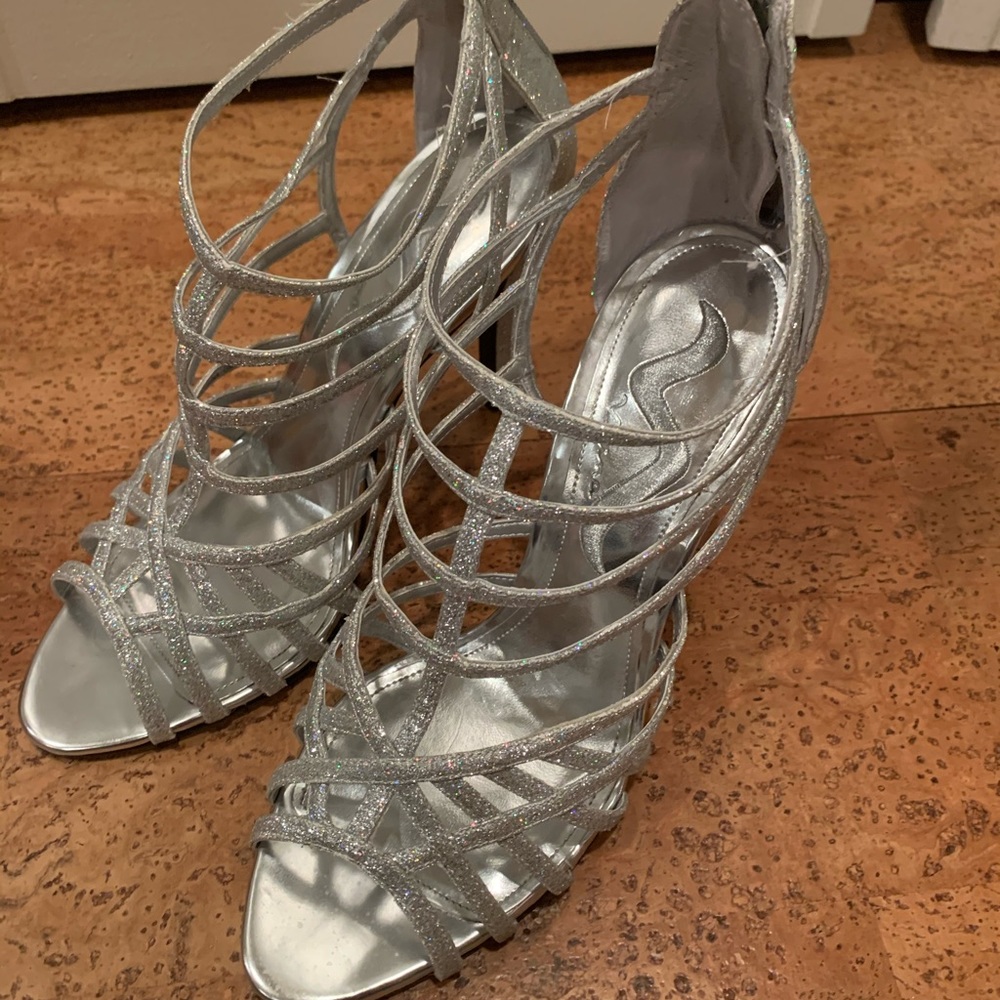 Nina Morina Silver Glitter Heels